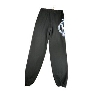 VTG Jerzees Sweatpants New York Puffy Paint Black Fleece Lined Elastic Waist USA